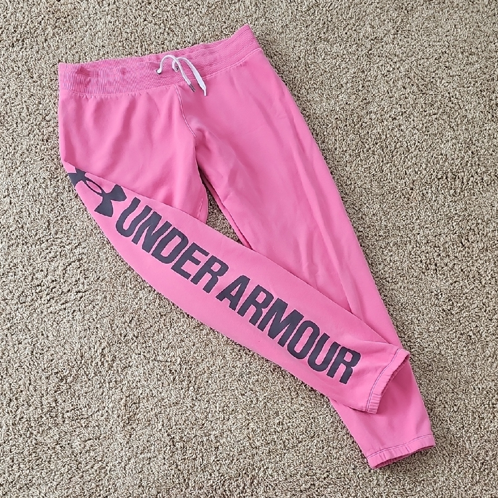 Under Armour Pink Track Joggers with Black Logo